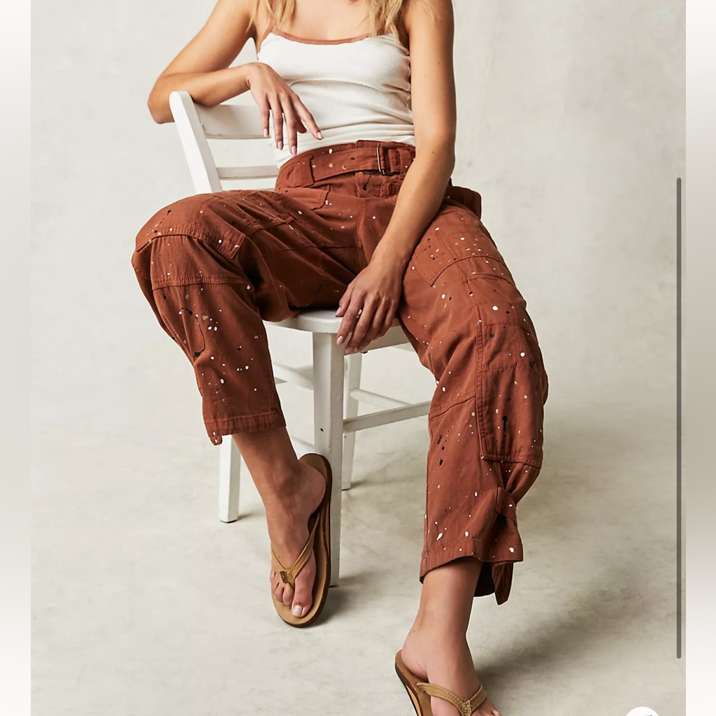 Free People Brown Painter Pants Size 12 Boho Slouch